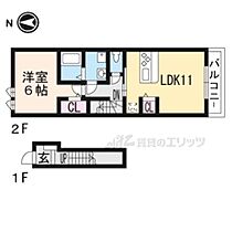 サニーヒルズＢ 204 ｜ 滋賀県大津市仰木の里東８丁目（賃貸アパート1LDK・2階・45.05㎡） その2