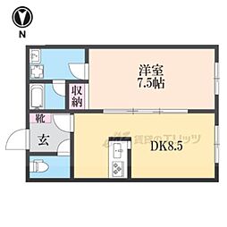 バーデ―ハイツ 1階1DKの間取り