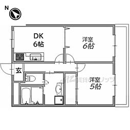 第5サンライフ瀬田 2DKの間取図画像