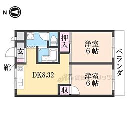 JR草津線 三雲駅 バス15分 里北脇下車 徒歩3分の賃貸マンション 3階2DKの間取り