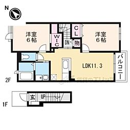 @八日市 2LDKの間取図画像