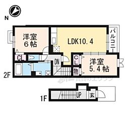 サニーハウスハギワラ2 2LDKの間取図画像