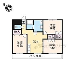 ソレイユ千 2LDKの間取図画像