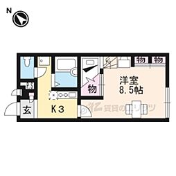 レオパレス大輝 1Kの間取図画像
