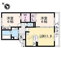 セジュールクオン 2LDKの間取図画像
