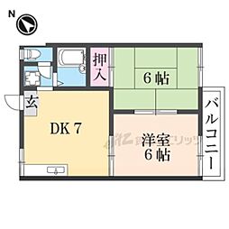 コーポ山川 2DKの間取図画像
