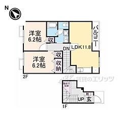 パティオ・アンソレイエW 2LDKの間取図画像