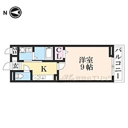 アミティハイツ1 1Kの間取図画像