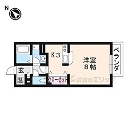 エバーグリーンコート山中B棟 ワンルームの間取図画像