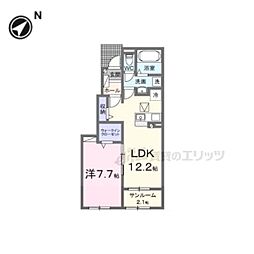 フレッシュハウス2 1LDKの間取図画像