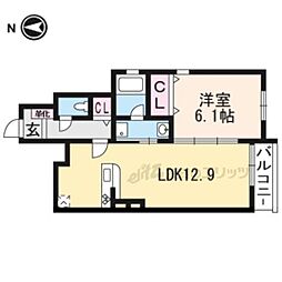 ホワイトレーク大将軍 1LDKの間取図画像