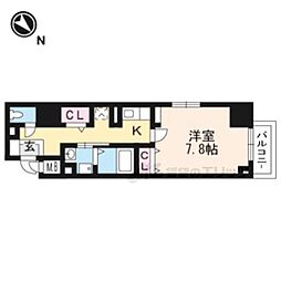 AZレジデンス草津本陣 1Kの間取図画像