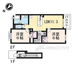 プラシード2 2LDKの間取図画像