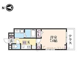 ウエストコミタリア3 1Kの間取図画像