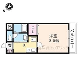 ドーミトゥリィ久野部 1Kの間取図画像