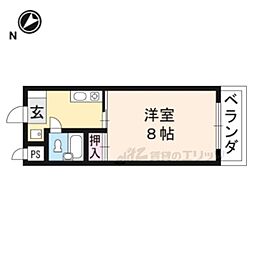 クローバーハイツ2 1Kの間取図画像