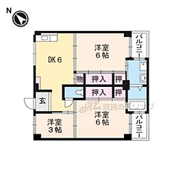 ビレッジハウス瀬田4号棟 3DKの間取図画像