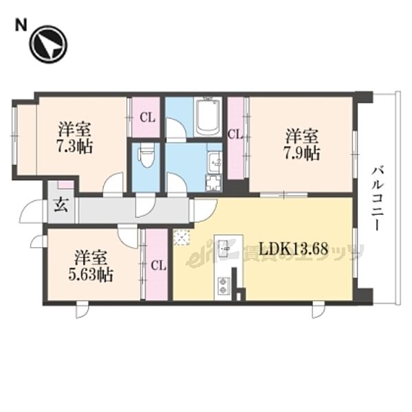 滋賀県草津市野村５丁目(賃貸マンション3LDK・5階・80.47㎡)の写真 その2