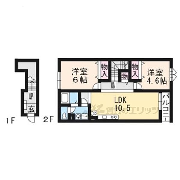 ドゥープラトー 203｜滋賀県近江八幡市十王町(賃貸アパート2LDK・2階・58.53㎡)の写真 その2