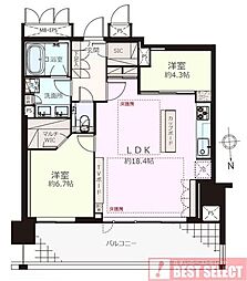 パークホームズ南麻布ザレジデンス 2LDKの間取図画像