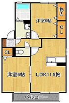 ヴィラモール B棟 201 ｜ 福岡県遠賀郡岡垣町野間2丁目（賃貸アパート2LDK・2階・53.76㎡） その2