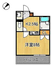 ヴィラアカデミア 1DKの間取図画像