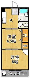 大浦コーポ 2Kの間取図画像