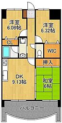 オロマーレ折尾南2 3DKの間取図画像