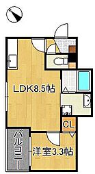 (仮称)Crecia楠木 1LDKの間取図画像