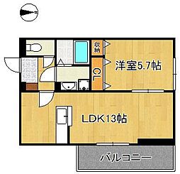 D-ROOM本城東 A棟 1LDKの間取図画像