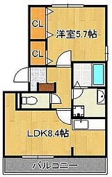 ソレールヴィラ 1LDKの間取図画像