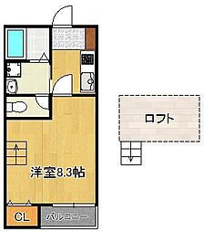 リュミエール(光) 1Kの間取図画像
