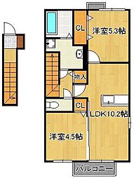 グラシューズメゾン 2LDKの間取図画像
