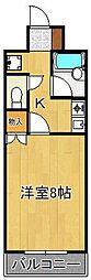 折尾ハイツ 1Kの間取図画像