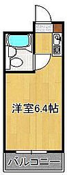 黒崎スカイマンション 3階ワンルームの間取り