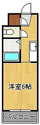 エスポワール幸神1 ワンルームの間取図画像