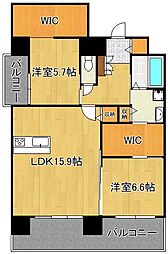 レジェンド黒崎 2LDKの間取図画像