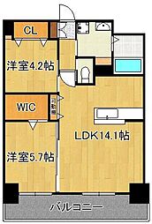 ウイングス熊手 2LDKの間取図画像