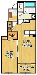カルムラパン藤乃木2 1LDKの間取図画像