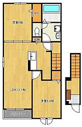 ティーダ竹末B 2LDKの間取図画像