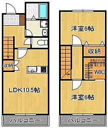 ヴェルジュ桃園公園パークスイートB 2LDKの間取図画像