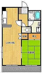 クレベール紅梅 1LDKの間取図画像