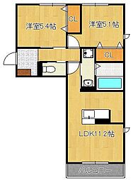 イオメール折尾B 2LDKの間取図画像