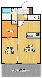 ルークス紅梅 1LDKの間取図画像