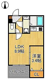 ジーメゾン八幡西ヴェルデ 1LDKの間取図画像