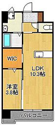 ギャラン陣原 1LDKの間取図画像