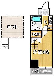 ロイヤルシャトー黒崎 1Kの間取図画像