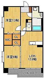 ヴェルデ青山 2LDKの間取図画像