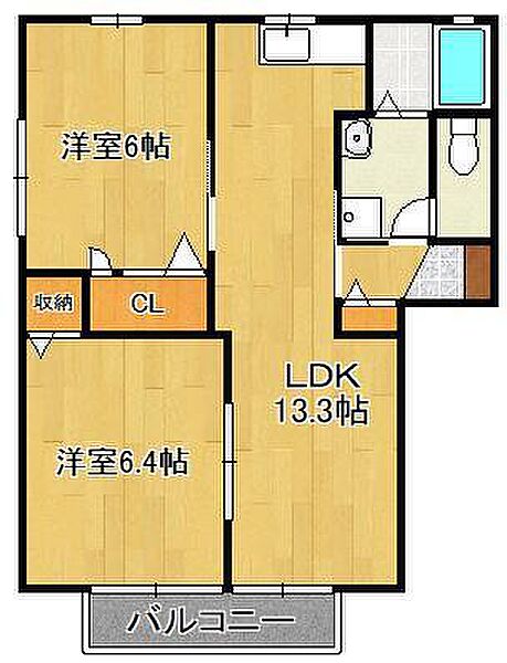 リバーサイド小野田 ｜福岡県北九州市八幡西区上上津役3丁目(賃貸アパート2LDK・2階・54.81㎡)の写真 その2