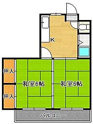 シャトレ南王子 2Kの間取図画像